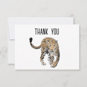 Aquarell-Leopard-Dschungelkatze gemaltes Tier grün Dankeskarte