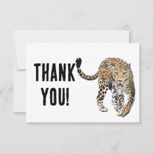 Aquarell-Leopard-Dschungelkatze gemaltes Tier grün Dankeskarte