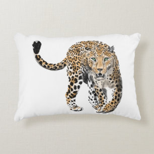 Aquarell-Leopard-Dschungelkatze gemaltes Tier grün Dekokissen