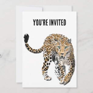 Aquarell-Leopard Dschungelkatze gemaltes Tier grün Einladung