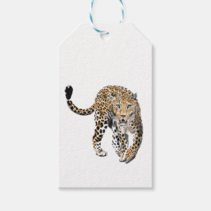 Aquarell-Leopard-Dschungelkatze gemaltes Tier grün Geschenkanhänger