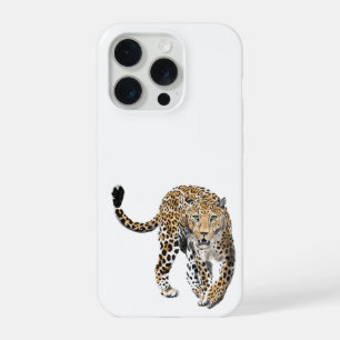 Aquarell-Leopard-Dschungelkatze gemaltes Tier grün iPhone 15 Pro Hülle