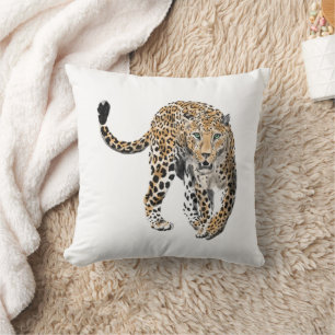 Aquarell-Leopard-Dschungelkatze gemaltes Tier grün Kissen