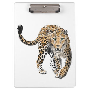 Aquarell-Leopard-Dschungelkatze gemaltes Tier grün Klemmbrett