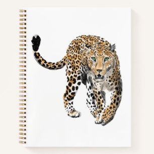 Aquarell-Leopard-Dschungelkatze gemaltes Tier grün Notizblock