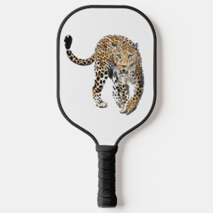 Aquarell-Leopard-Dschungelkatze gemaltes Tier grün Pickleball Schläger