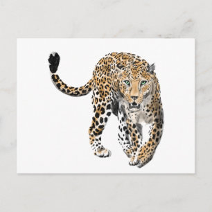 Aquarell-Leopard-Dschungelkatze gemaltes Tier grün Postkarte