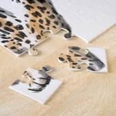 Aquarell-Leopard-Dschungelkatze gemaltes Tier grün Puzzle (Seite)