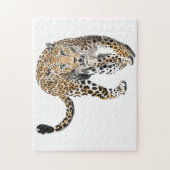 Aquarell-Leopard-Dschungelkatze gemaltes Tier grün Puzzle (Vertikal)
