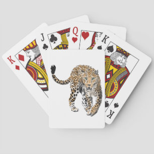 Aquarell-Leopard-Dschungelkatze gemaltes Tier grün Spielkarten