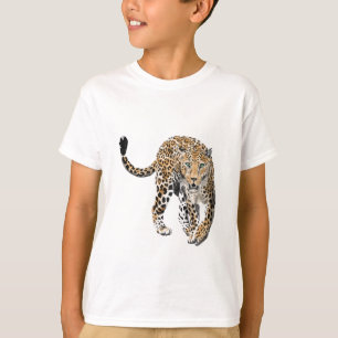 Aquarell-Leopard-Dschungelkatze gemaltes Tier grün T-Shirt
