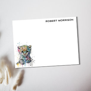 Aquarell-Leopard Modern Minimalist Personalisiert Post-it Klebezettel