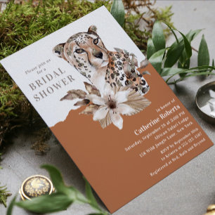 Aquarell-Leoparden-Blumen-Brautjungfernparty Einladung