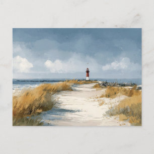 Aquarell-Leuchtturm-Küstenkunst-Postkarte Postkarte