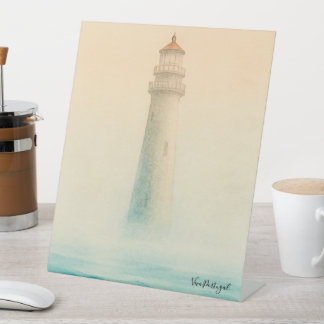 Aquarell-Leuchtturm-Pedestalschild Portugal – C Sockelschild