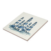 Aquarell-Leuchttürme Blau Elfenbein ID1202 Fliese (Seite)