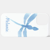 Aquarell Libelle Blau Monogrammiert Case-Mate iPhone Hülle (Rückseite / Rechts)
