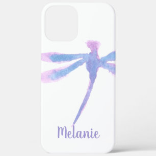 Aquarell-Libelle Lila Monogrammiert  Case-Mate iPhone Hülle