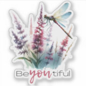 Aquarell-Libelle-Wildblumen-Ästhetik Aufkleber (Vorderseite)