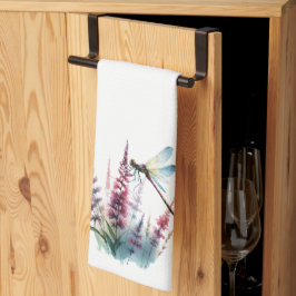Aquarell-Libelle-Wildblumen-Cottagecore-Kunst Geschirrtuch