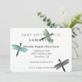 Aquarell-Libellen-Babyparty Einladung (Stehend Vorderseite)