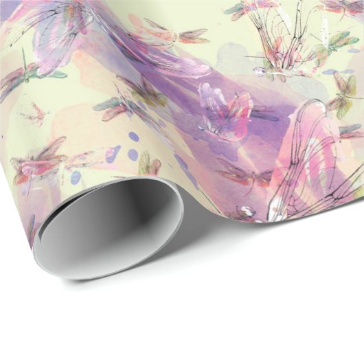 Aquarell-Libellen-Geschenk-Verpackungs-Papier Geschenkpapier (Rolleneckpunkt)