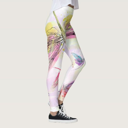 Aquarell-Libellen Legging Leggings (Rechts)