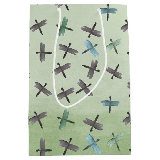 Aquarell-Libellen Mittlere Geschenktüte (Vorderseite)