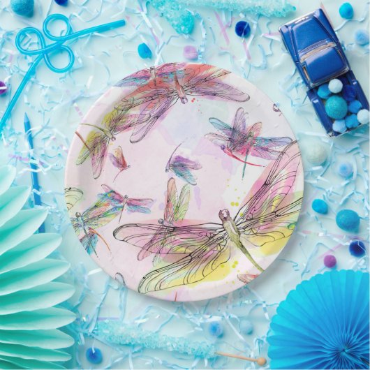 Aquarell-Libellen-Pappteller Pappteller (Party)