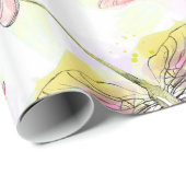 Aquarell-Libellen-rosa Lavendel-Gelb-Weiß Geschenkpapier (Rolleneckpunkt)