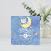 Aquarell Liebe Auf dem Mond Babydusche Einladung (Stehend Vorderseite)