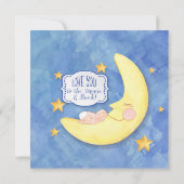 Aquarell Liebe Auf dem Mond Babydusche Einladung (Rückseite)