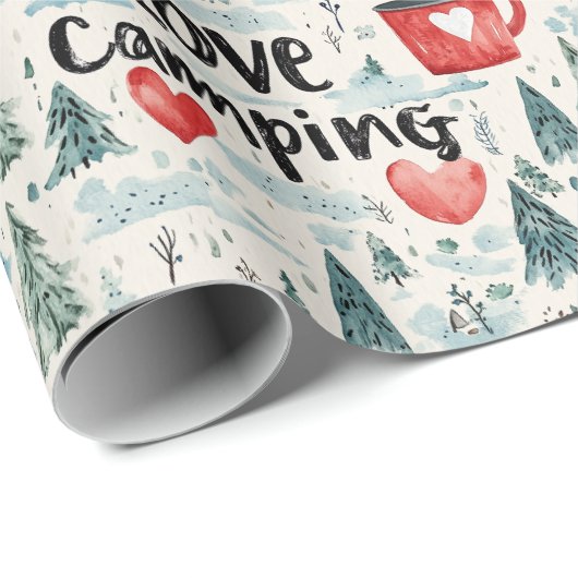 Aquarell Liebe Camping Reisevorführung Geschenkpapier (Rolleneckpunkt)