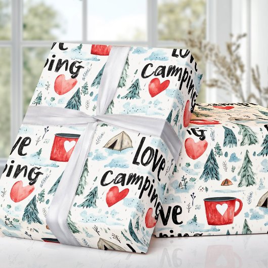 Aquarell Liebe Camping Reisevorführung Geschenkpapier