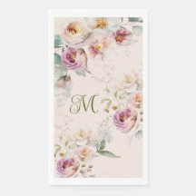 AQUARELL LIEBLICHES ROSA BLUMENMONOGRAMM INITIALE