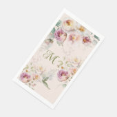 AQUARELL LIEBLICHES ROSA BLUMENMONOGRAMM INITIALE SERVIETTE (Ecke)