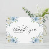 Aquarell Light Blue Flowers Bouquet Wedding Dankeskarte (Stehend Vorderseite)