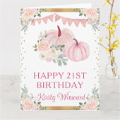 Aquarell Light Pink Floral Pumpkins Geburtstag Karte (Gelbe Blume)
