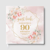 Aquarell Light Pink Gold Blume 90. Gästebuch (Vorderseite)