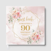 Aquarell Light Pink Gold Glitzer Floral 90. Gästebuch (Vorderseite)