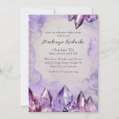 Aquarell Lila Amethyst-Kristalle Einladung (Vorderseite)