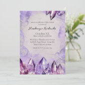 Aquarell Lila Amethyst-Kristalle Einladung (Stehend Vorderseite)