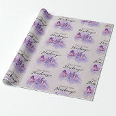 Aquarell Lila Amethyst-Kristalle Geschenkpapier (Ungerollt)