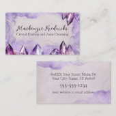 Aquarell Lila Amethyst-Kristalle Visitenkarte (Vorne/Hinten)