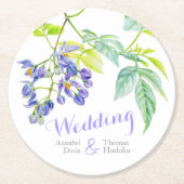 Aquarell lila Blume Hochzeitspapier Untersetzer (Vorderseite)