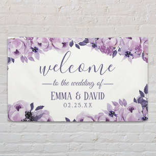 Aquarell Lila Blumen Elegante Hochzeitsfeier Banner