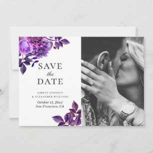 Aquarell lila Blumen. Flieder-Foto speichern Save The Date