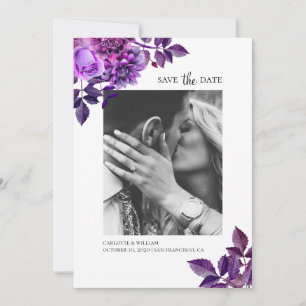 Aquarell lila Blumen. Fliederfoto floral Save The Date