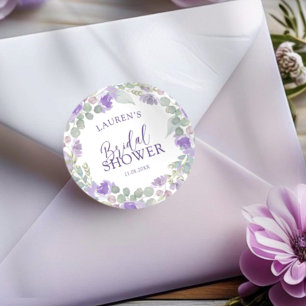Aquarell Lila Blumen Hochzeitsdusche Runder Aufkleber
