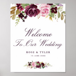 Aquarell lila Blumen Hochzeitszeichen Poster